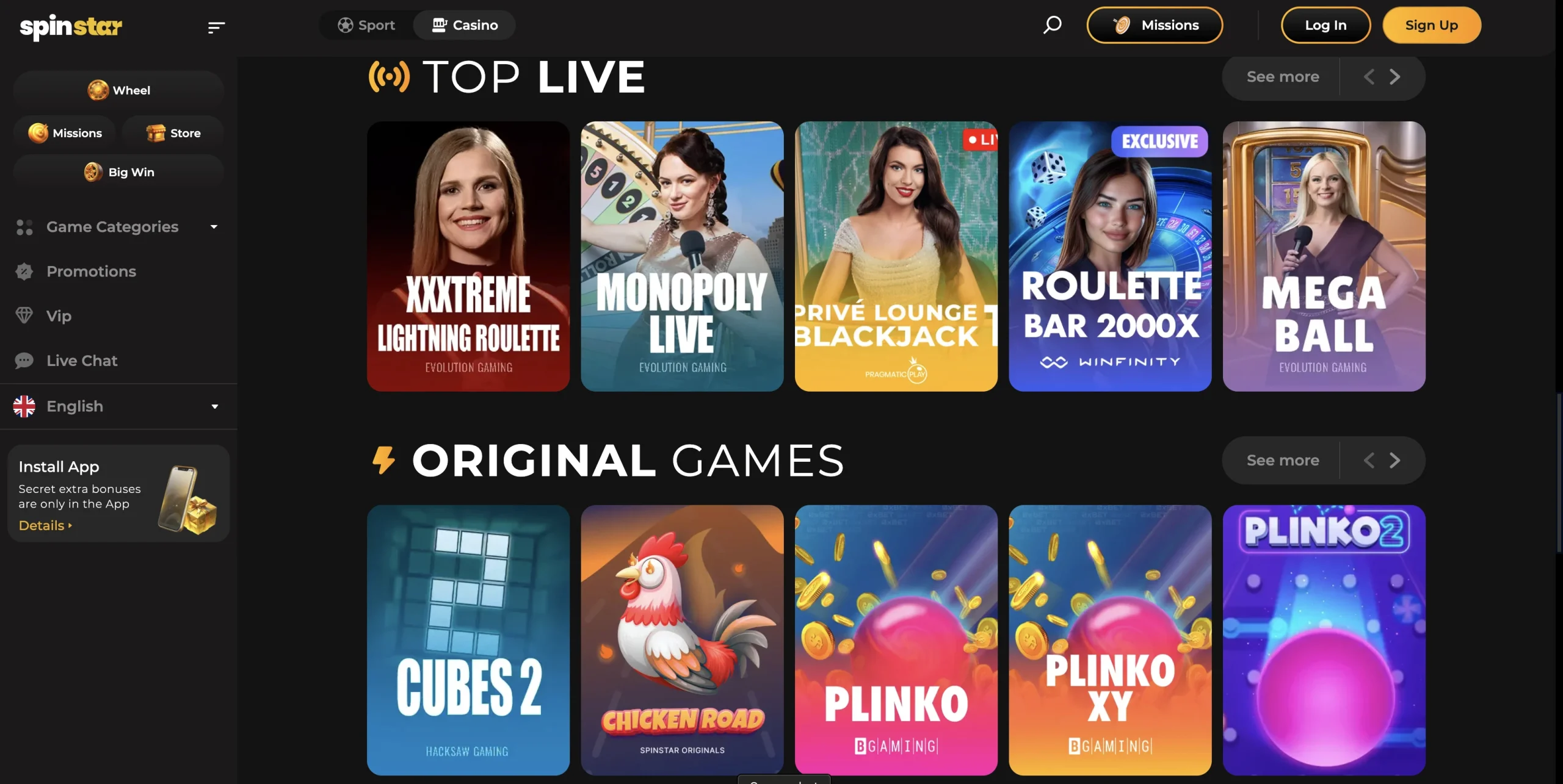 Spinstar Casino Top Games