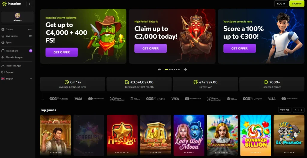 instasino casino home live