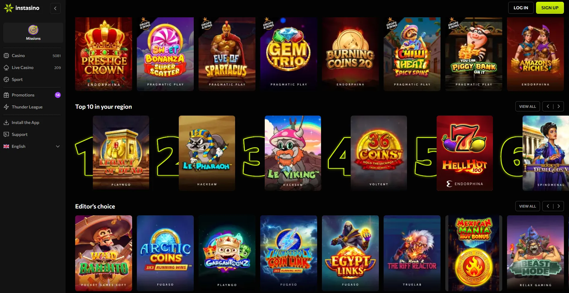 instasino casino sports